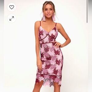 Lulu's Pink and Burgundy Lace Dress